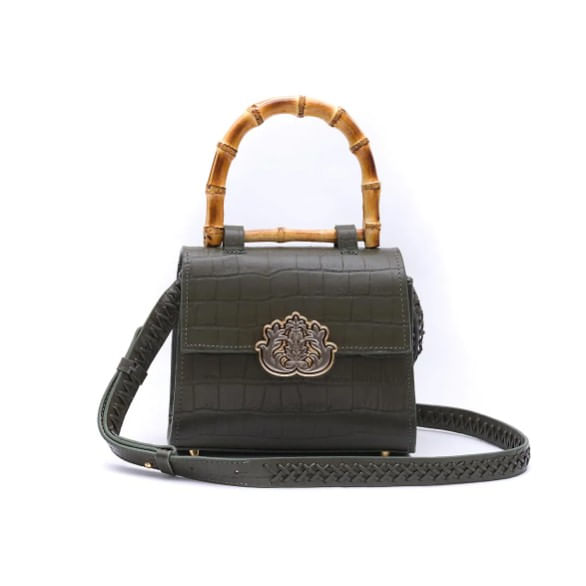 bolsa isla top handle mini maxi croco musgo§-1