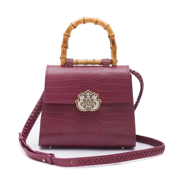 bolsa isla top handle media new croco burgundy§-1