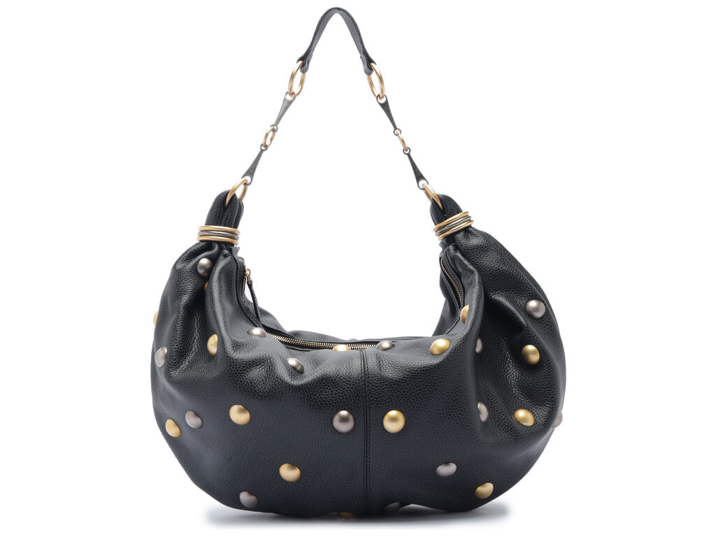 bolsa arezzo hobo preta com tachas metalicas multicolor-1