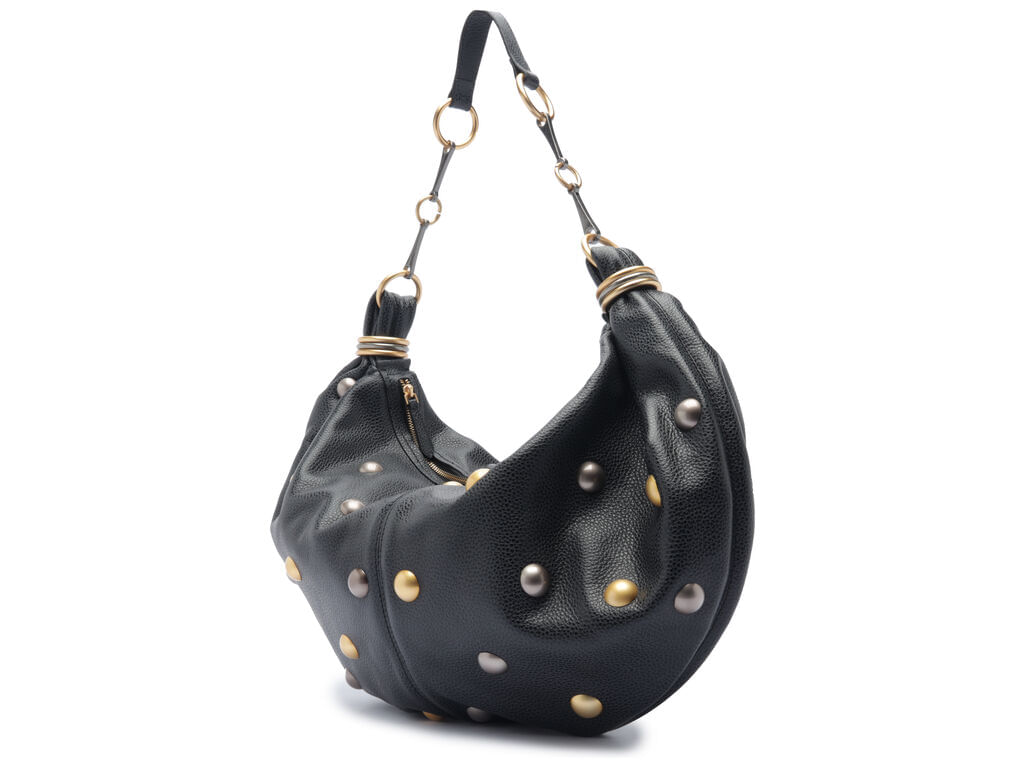 bolsa arezzo hobo preta com tachas metalicas multicolor-2