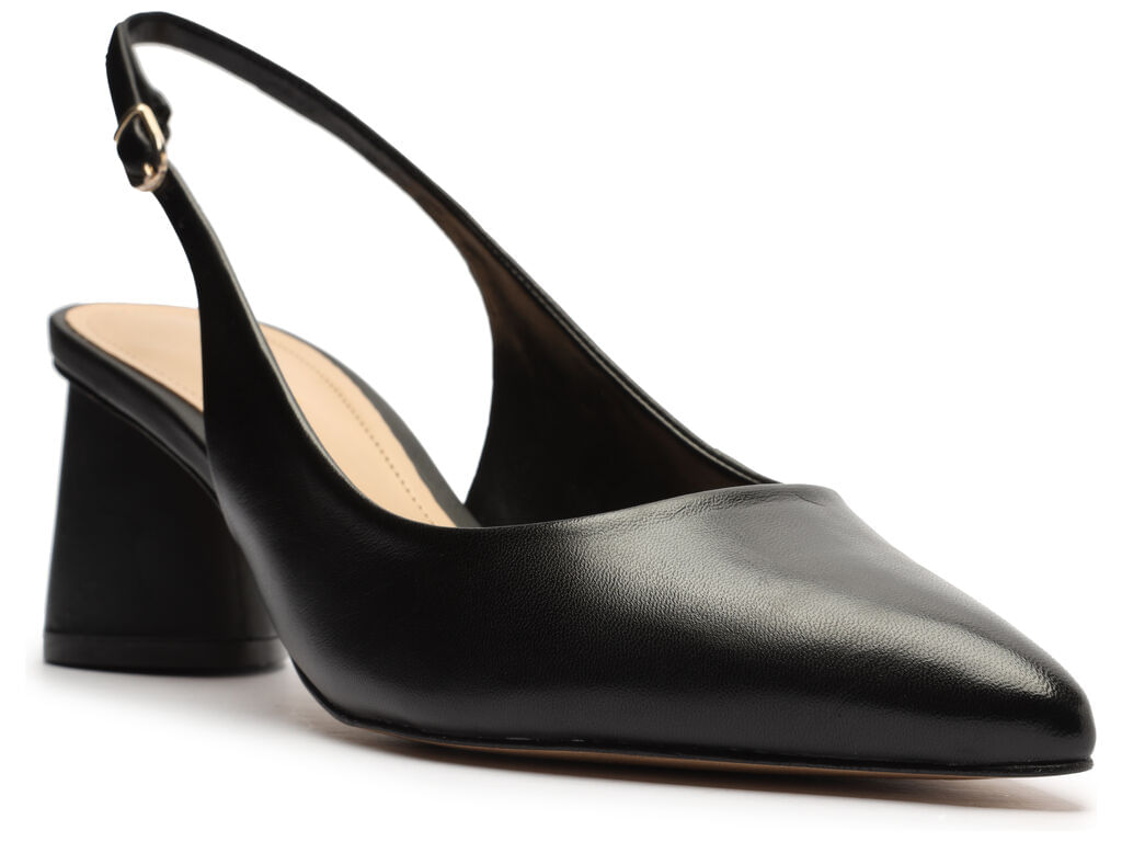 Imagem da variante: Scarpin Preto Couro Bico Fino Slingback Arezzo NAPPA CAPRA - PRETO - 33
